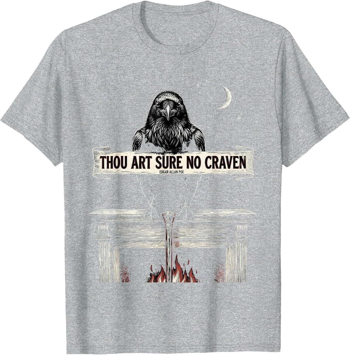 Men's Thou Art Sure No Craven — Edgar Allan Poe Gothic T-Shirt - Heather Grey