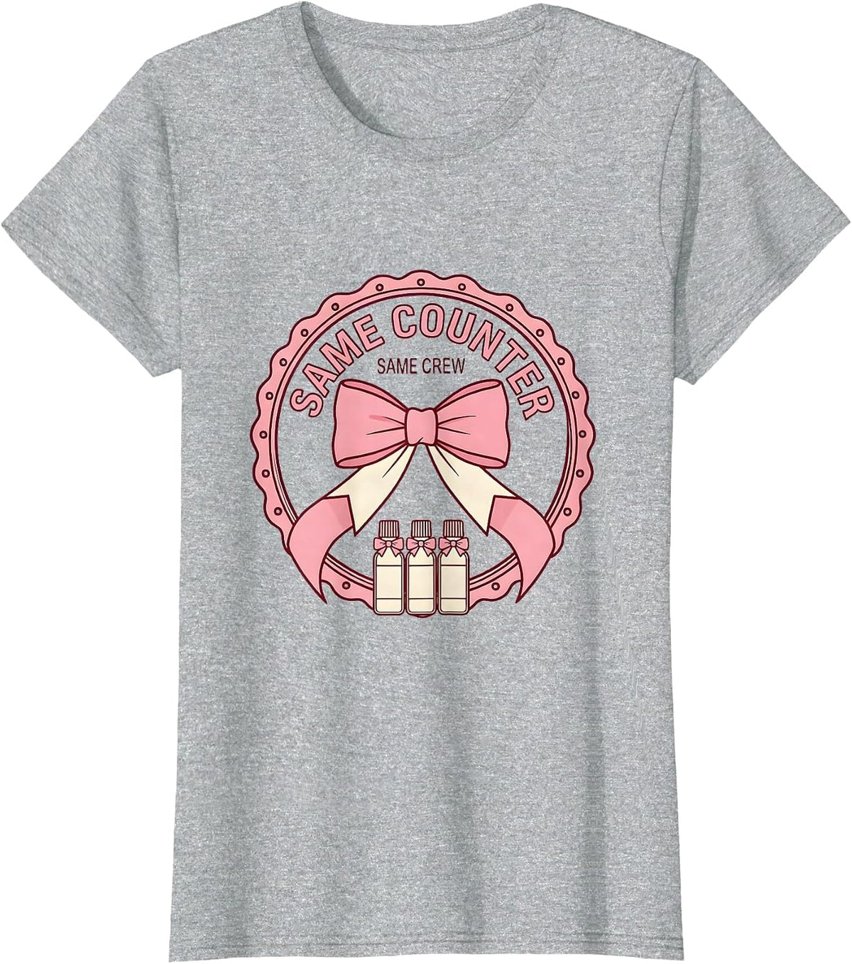 Same Counter, Same Crew Coquette Pharmacy Tech Cute Humor T-Shirt - Heather Grey