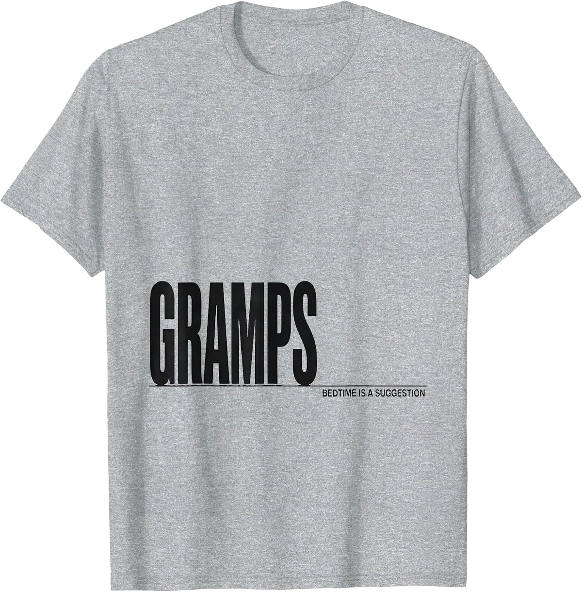 Men's GRAMPS BEDTIME IS A SUGGESTION Funny Grandpa Gift T-Shirt - Heather Grey