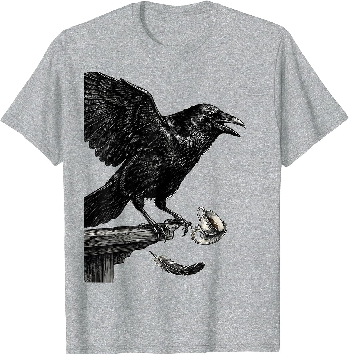 Men's Black Crow Gothic Dark Humor Crow Lover Gift T-Shirt - Heather Grey