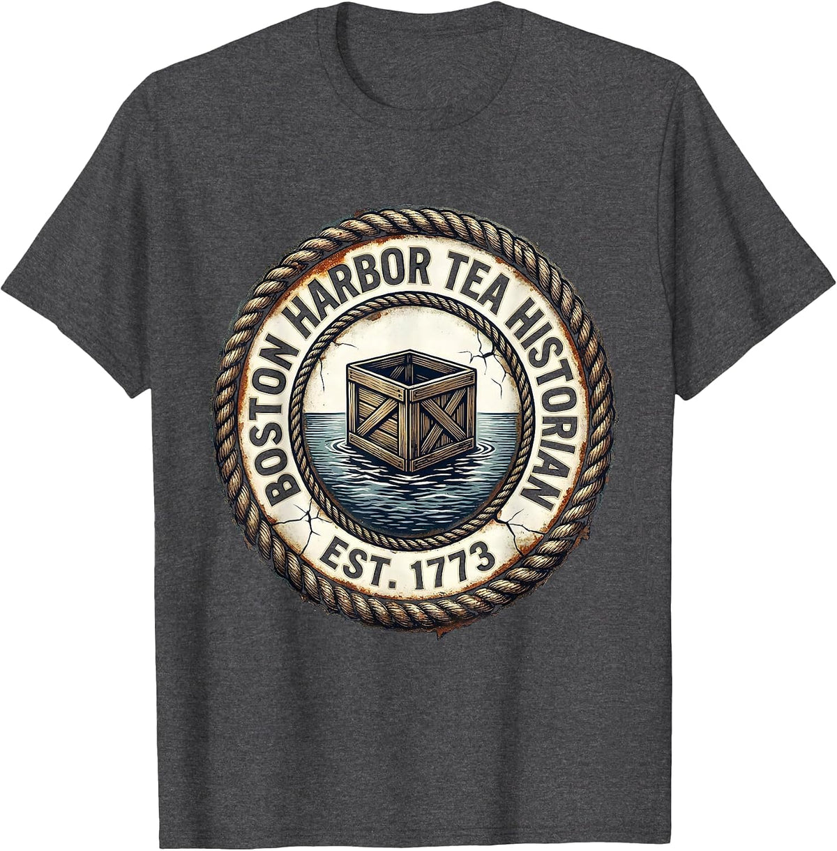 Boston Harbor Tea Historian Est 1773 Funny History Teacher T-Shirt - Dark Heather Grey