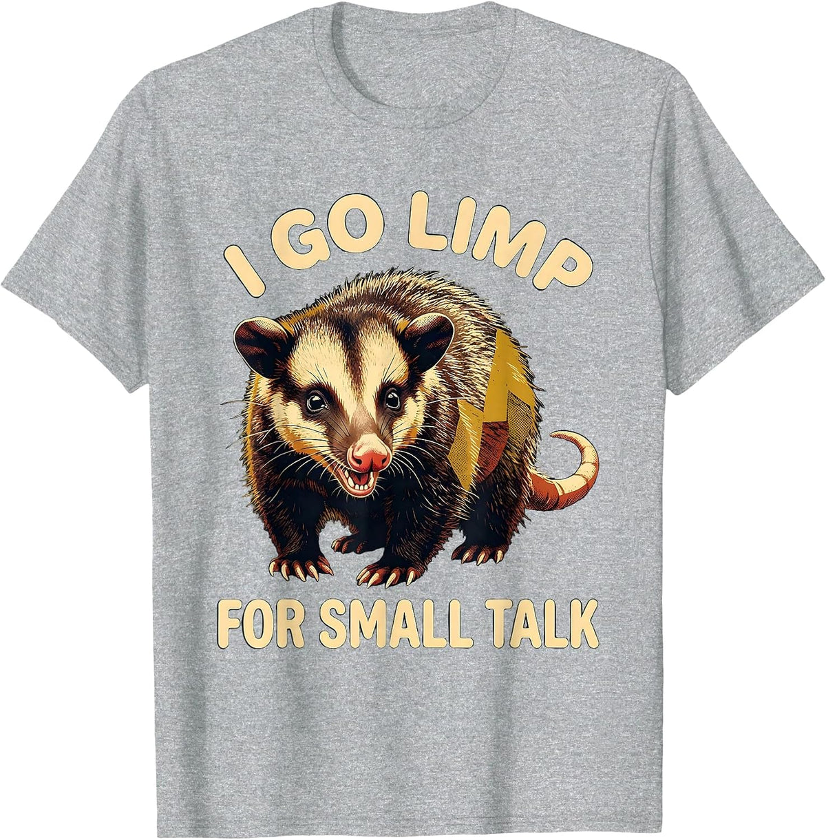 Men's I Go Limp For Small Talk Funny Opossum Animal Meme Humor T-Shirt - Heather Grey