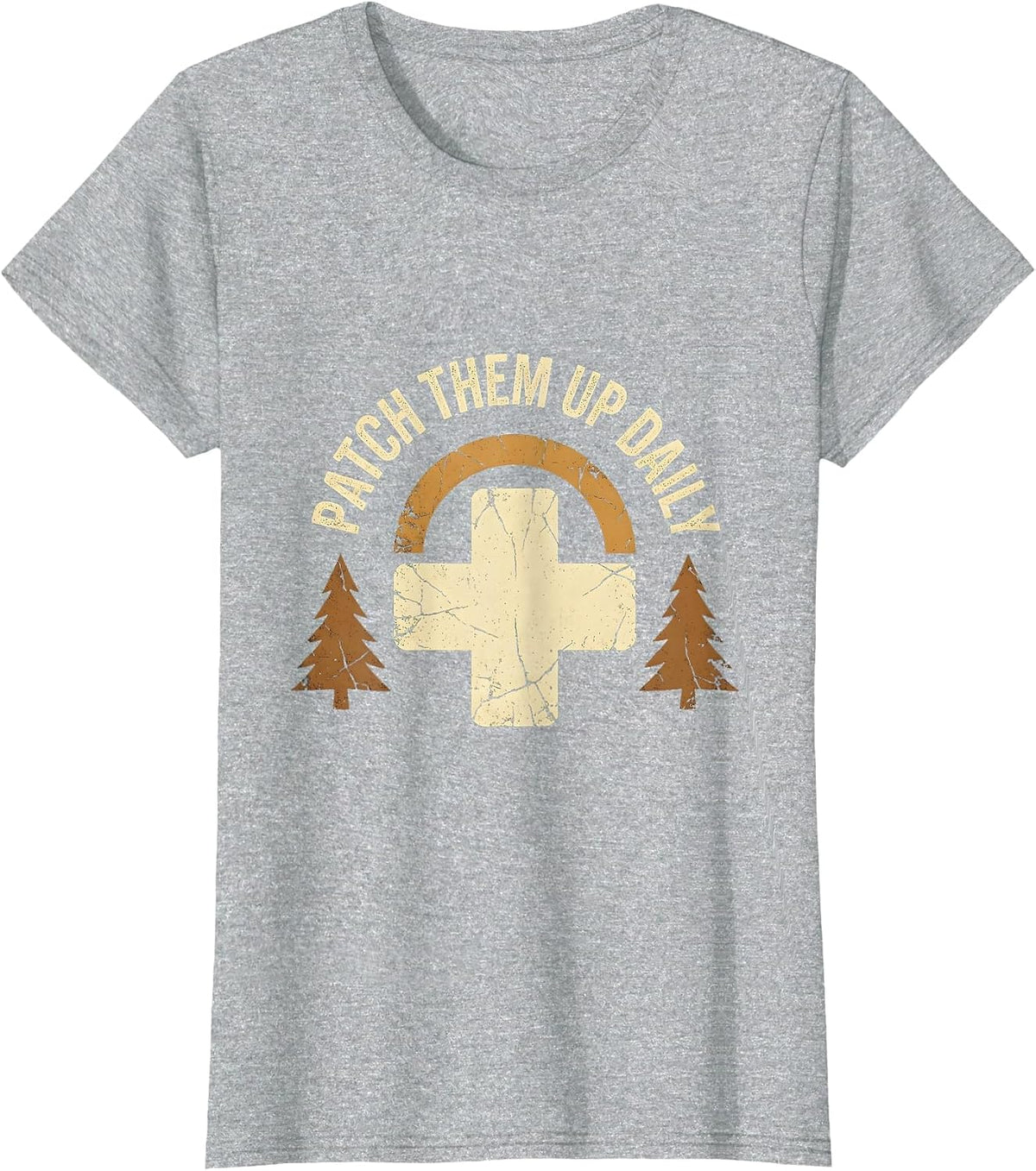Patch Them Up Daily School Nurse Design T-Shirt - Heather Grey