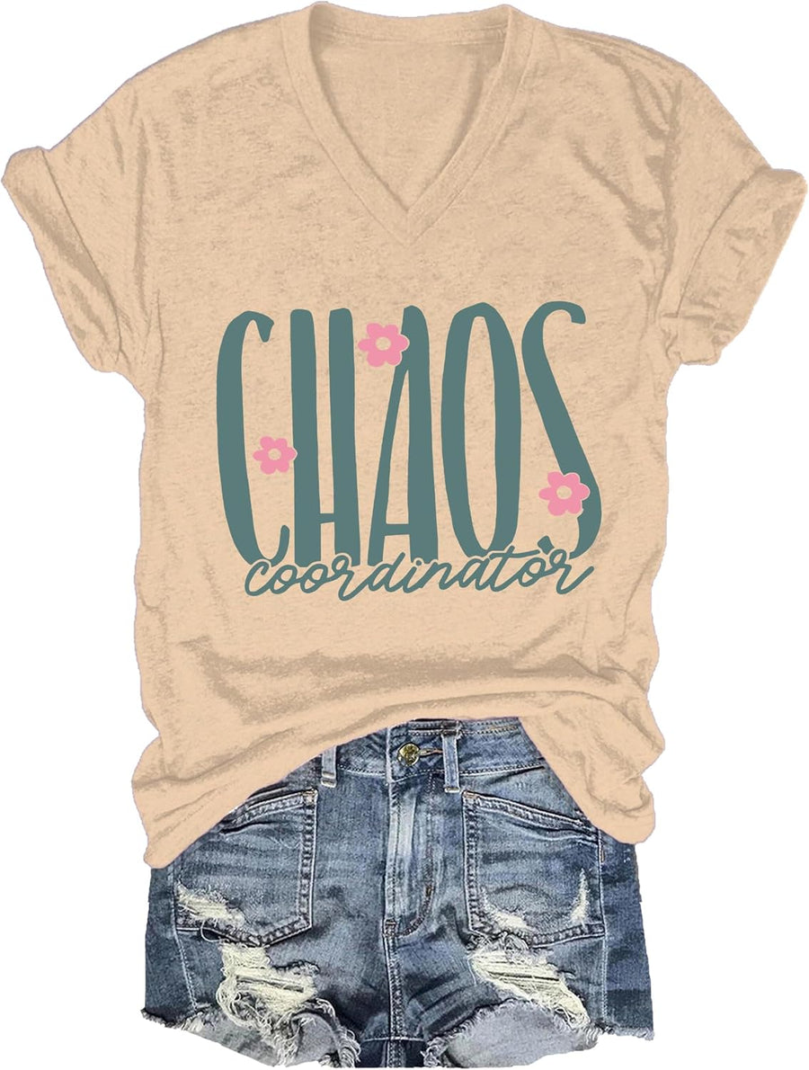 Chaos Coordinator T-Shirt, Chaos Coordinator Shirt for Women Men - V-Neck Khaki-v