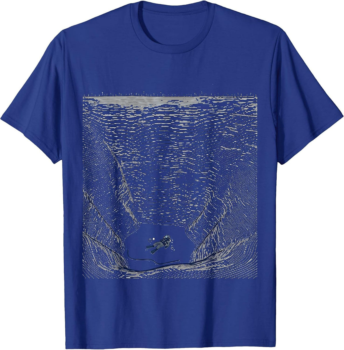 Men's Topographic Contour Scuba Diver Gift Adventure Humor T-Shirt - Royal Blue