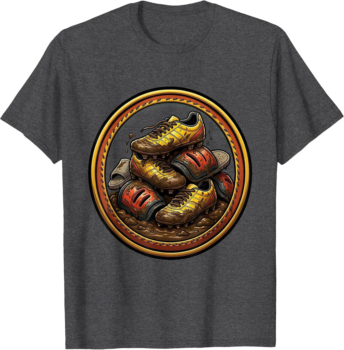 Soccer Dad Cleats and Shin Guards Graphic T-Shirt - Dark Heather Grey