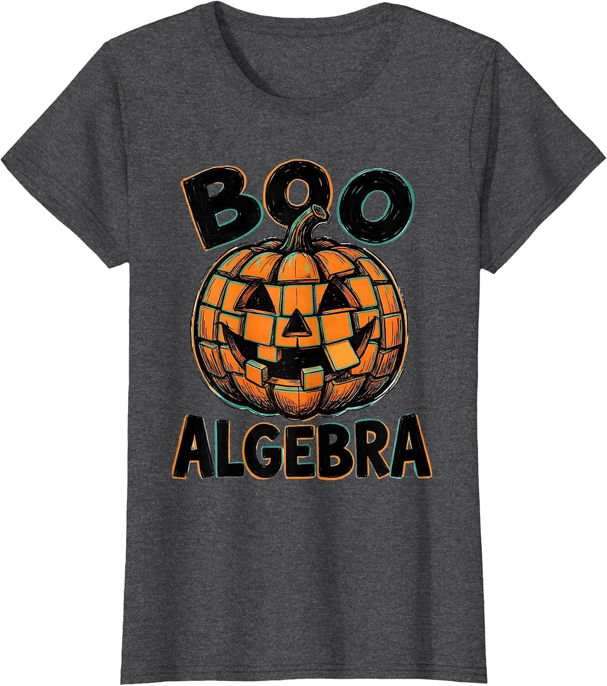 Women's Boo Algebra Funny Math Teacher Halloween Pun Humor T-Shirt - Dark Heather Grey