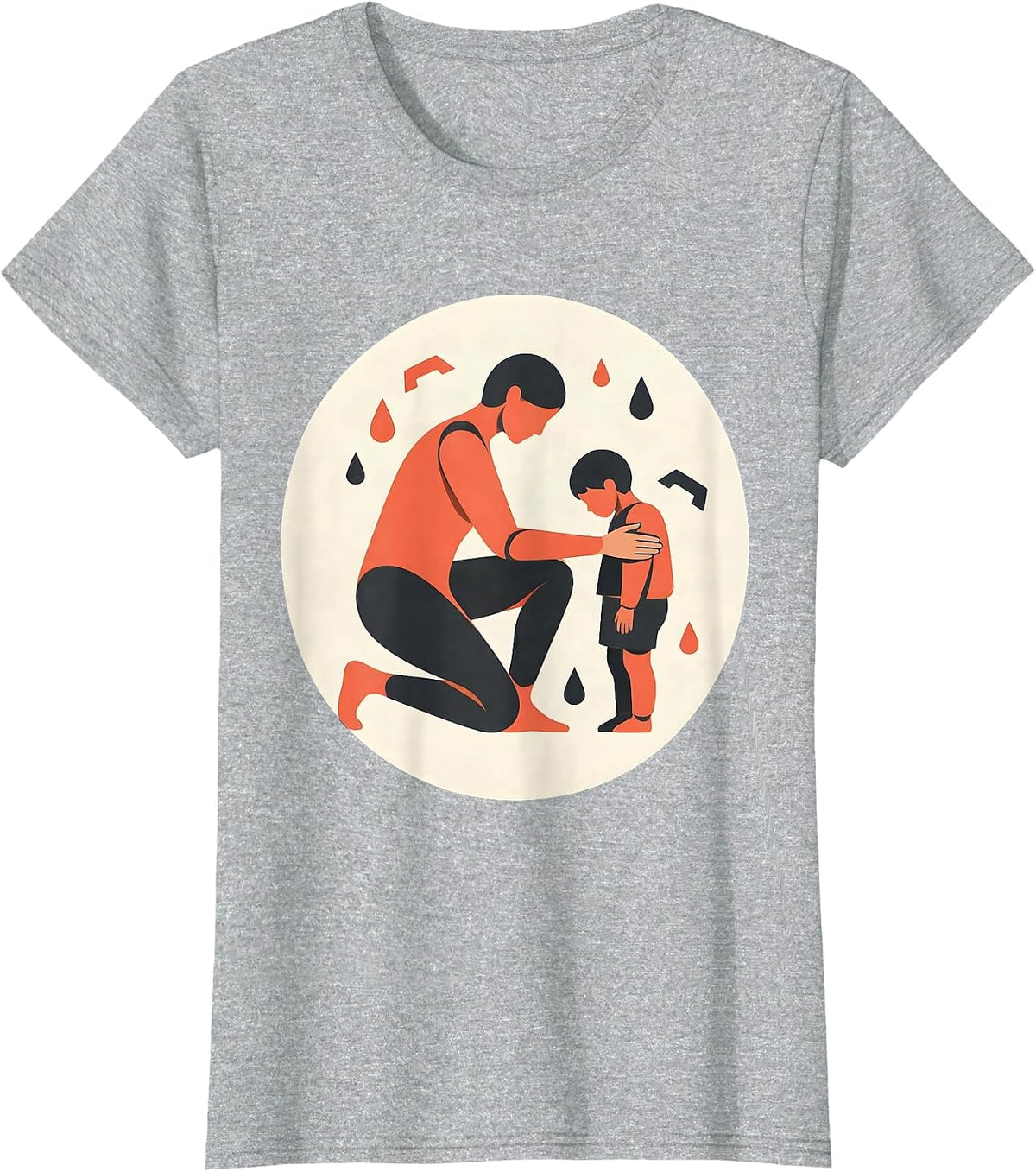 Comfort and Compassion Kneeling Figure Design T-Shirt - Heather Grey
