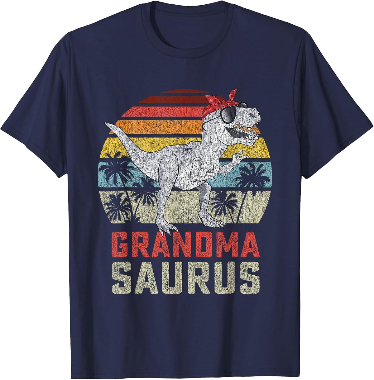Grandmasaurus T Rex Dinosaur Grandma Saurus Family Matching T-Shirt - Navy Blue