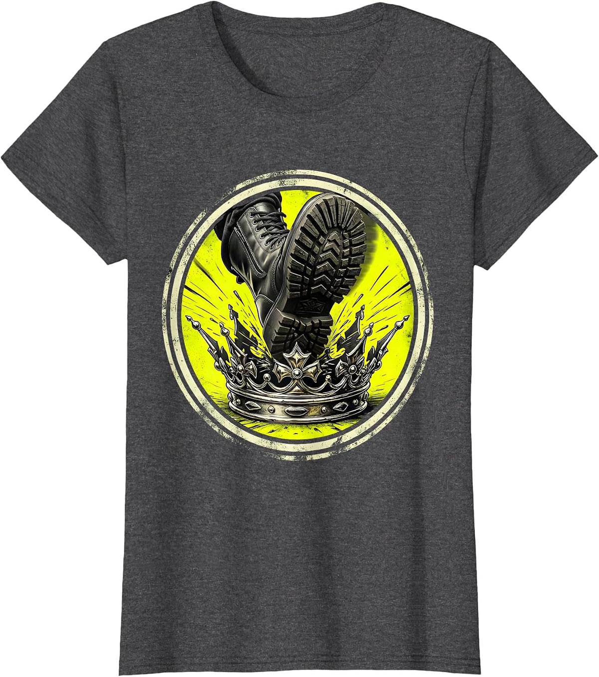Women's Boot Stomping Crown Graphic Design T-Shirt - Dark Heather Grey