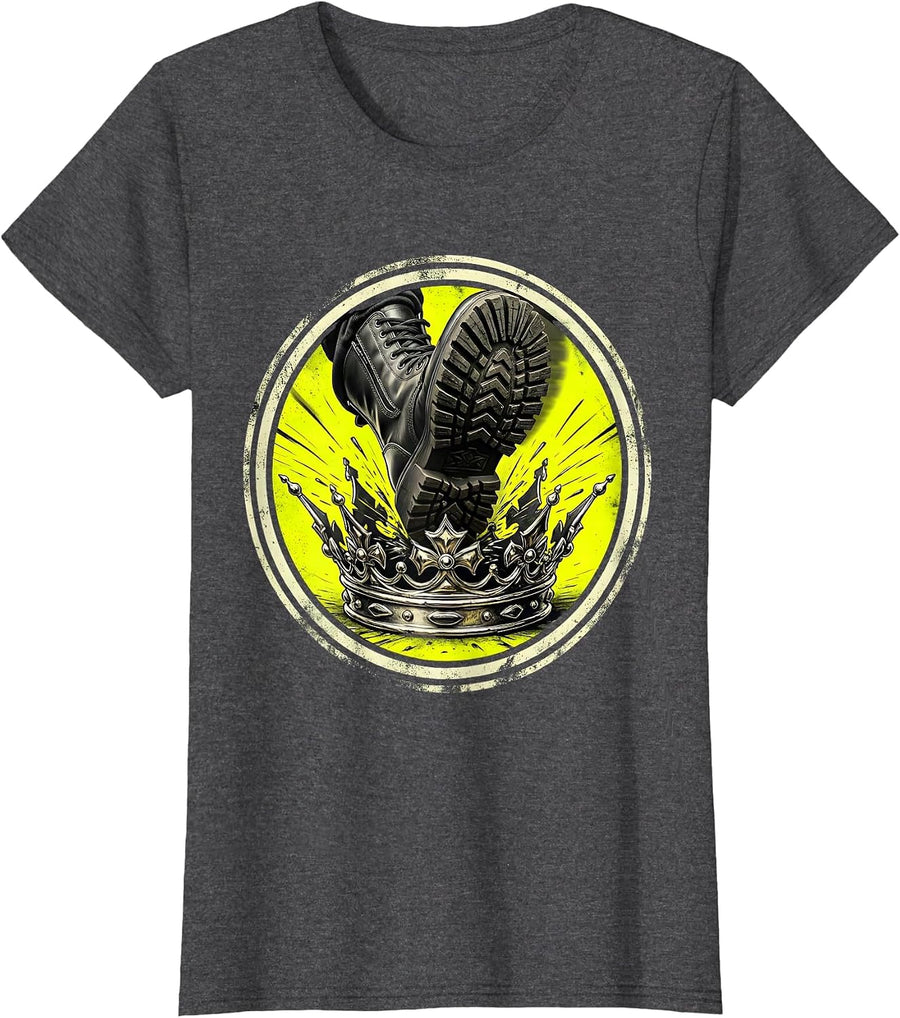 Women's Boot Stomping Crown Graphic Design T-Shirt - Dark Heather Grey