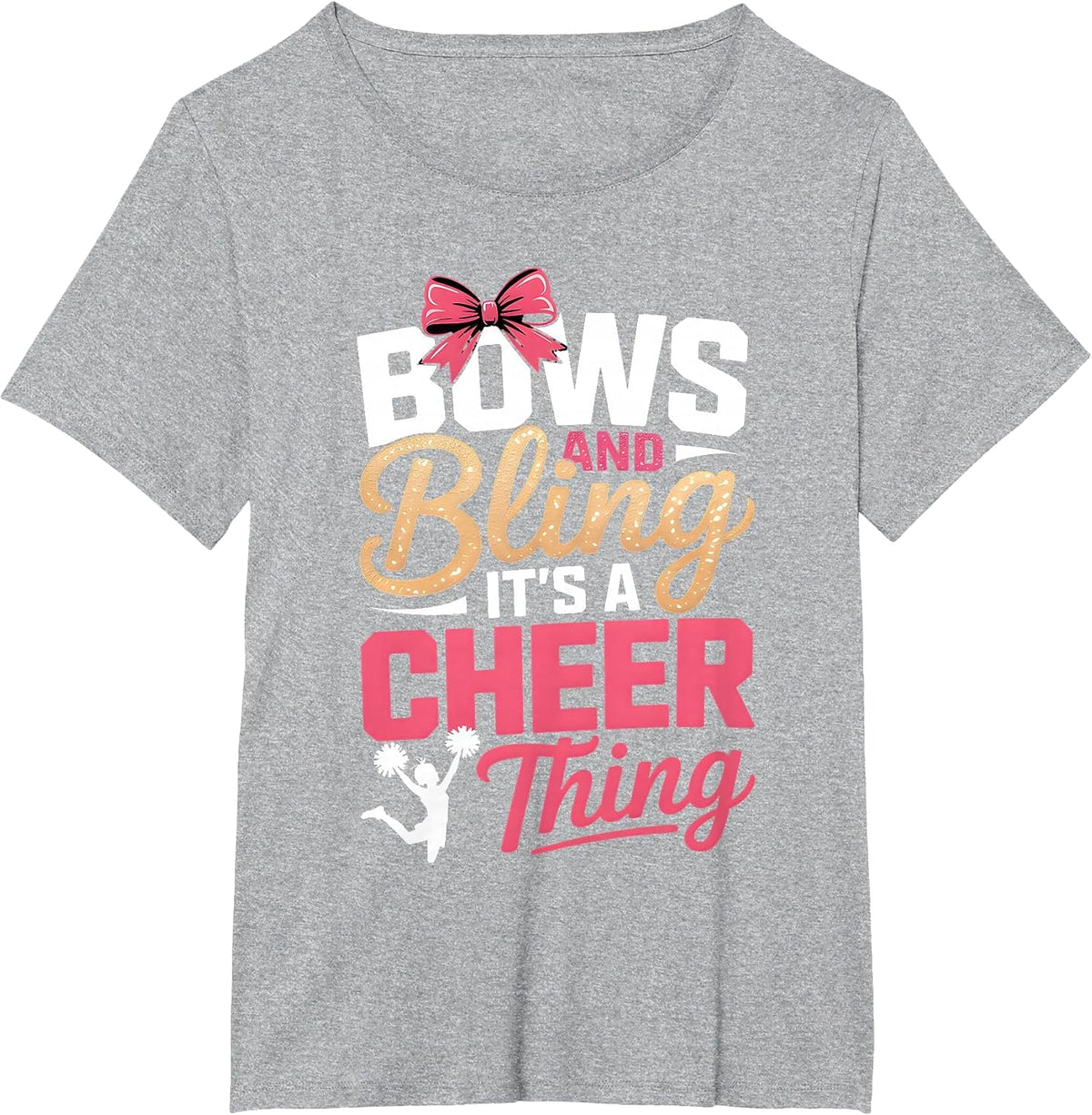 Bows & Bling It's A Cheer Thing Cheerleading Cheerleader T-Shirt - Heather Grey