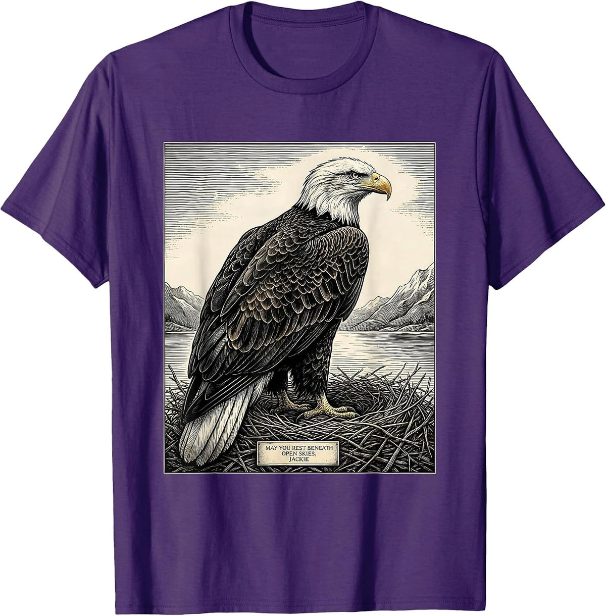 Men's May You Rest Beneath Open Skies, Jackie Memorial Tribute T-Shirt - Purple