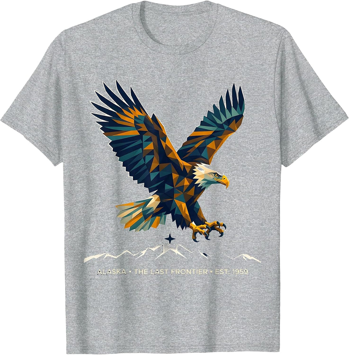 Men's Alaska The Last Frontier Est. 1959 Geometric Eagle Souvenir T-Shirt - Heather Grey