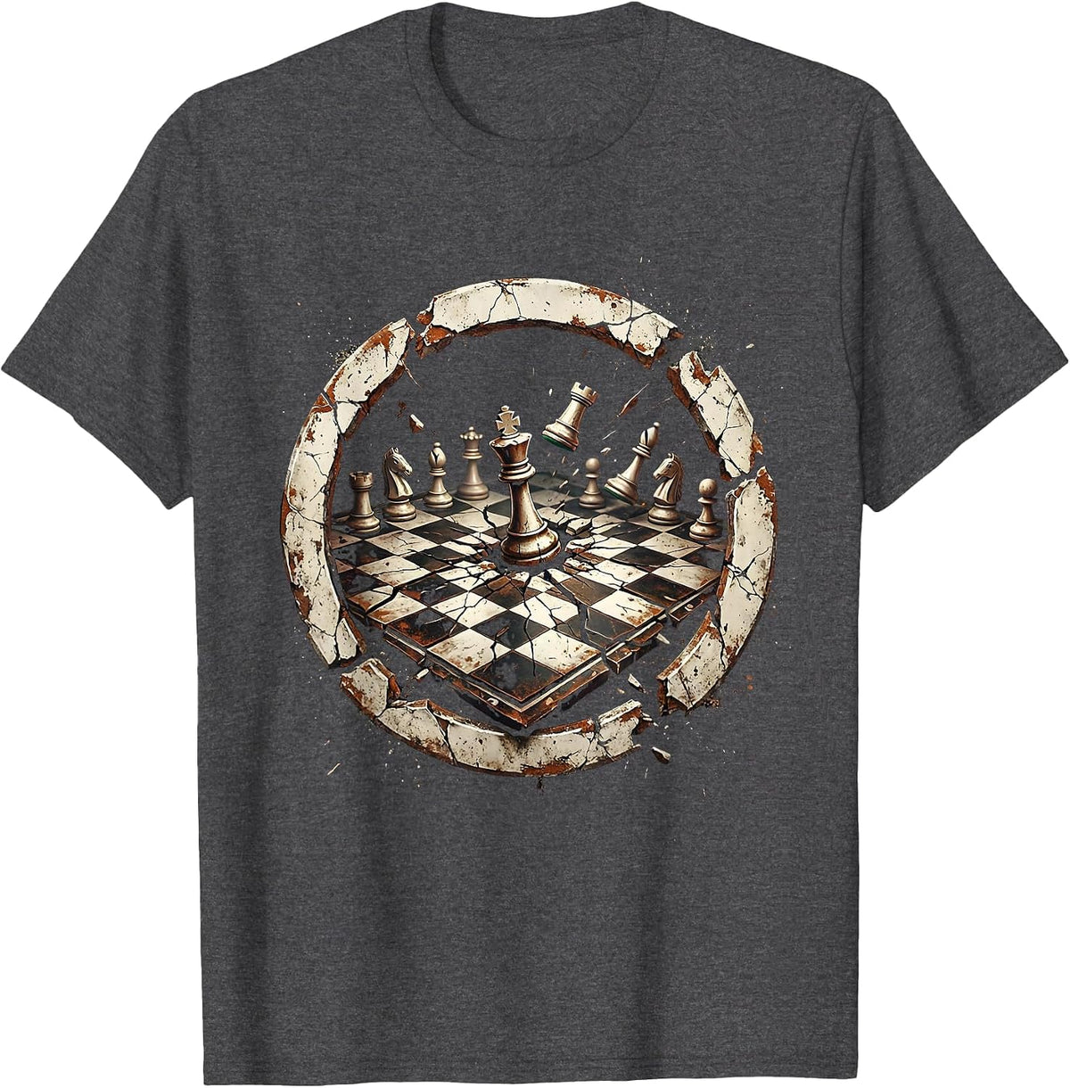 Chaos Coordinator Chess Battle Graphic Tee T-Shirt - Dark Heather Grey