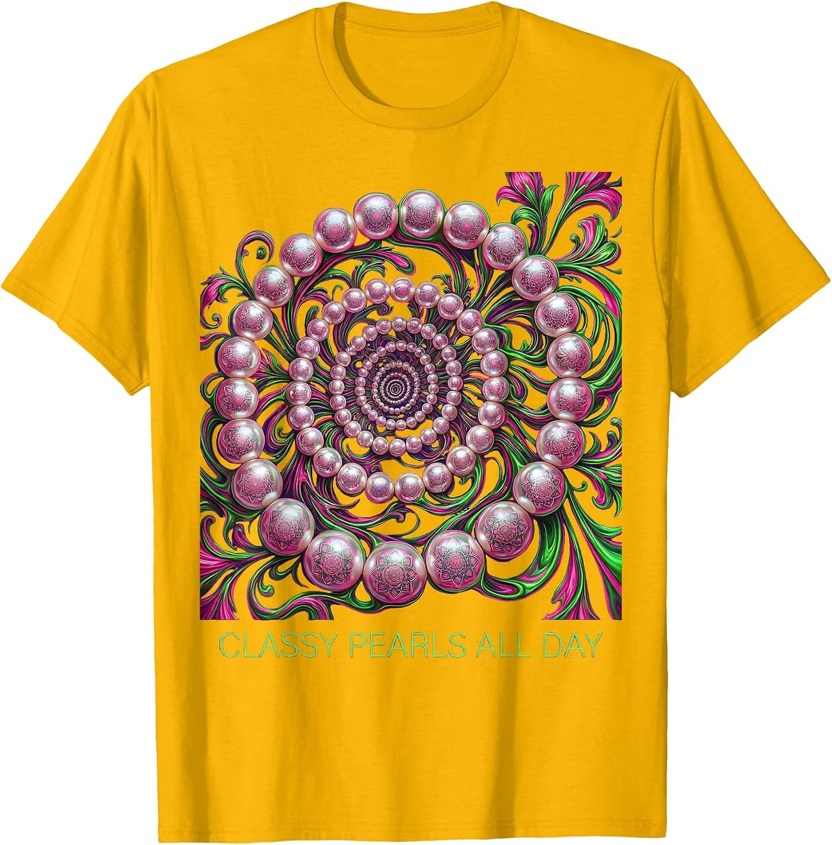 Classy Pearls All Day Elegant Pearl Lover Design T-Shirt - Golden Yellow