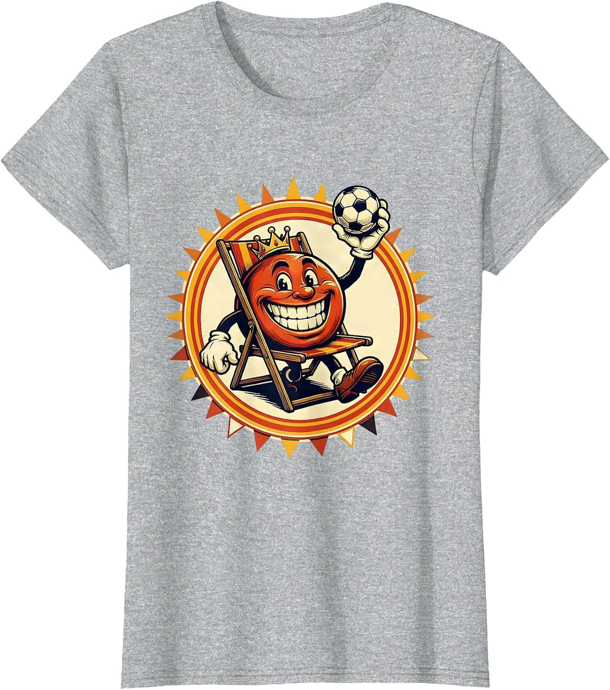 Women's Soccer Dad Folding Chair Throne Royalty Graphic T-Shirt - Heather Grey