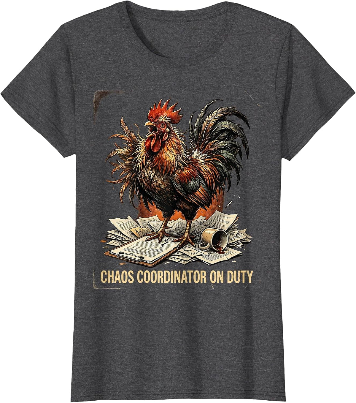 Women's Chaos Coordinator On Duty Funny Novelty Design T-Shirt - Dark Heather Grey