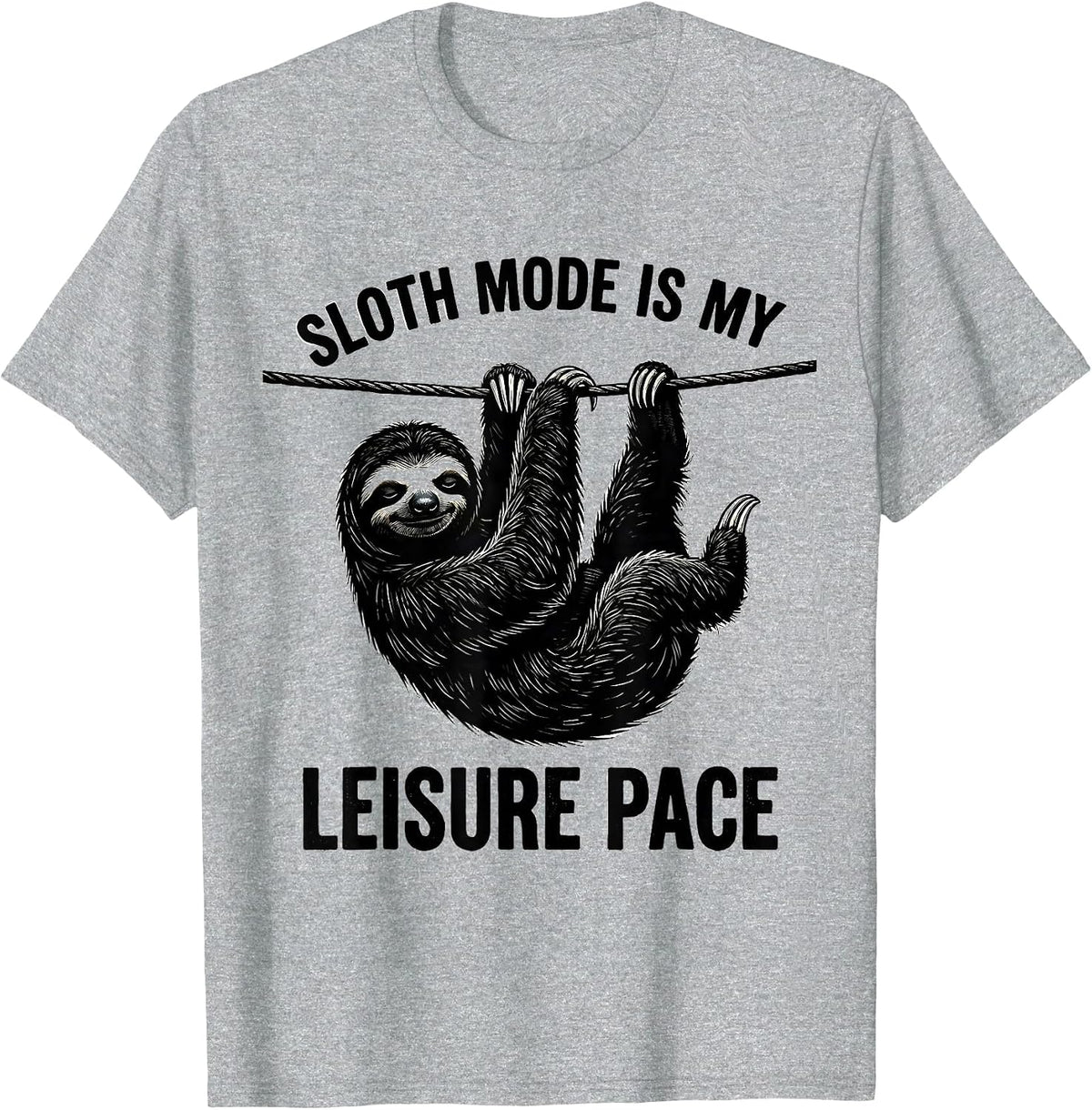 Men's Sloth Mode Is My Leisure Pace Funny Sloth Lover Animal Humor T-Shirt - Heather Grey
