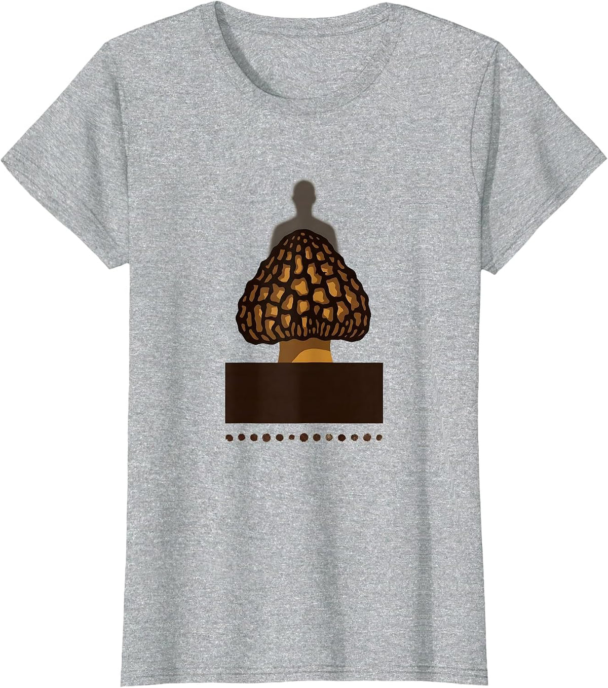 Morel Silhouette Minimalist Mushroom Forager Humor T-Shirt - Heather Grey