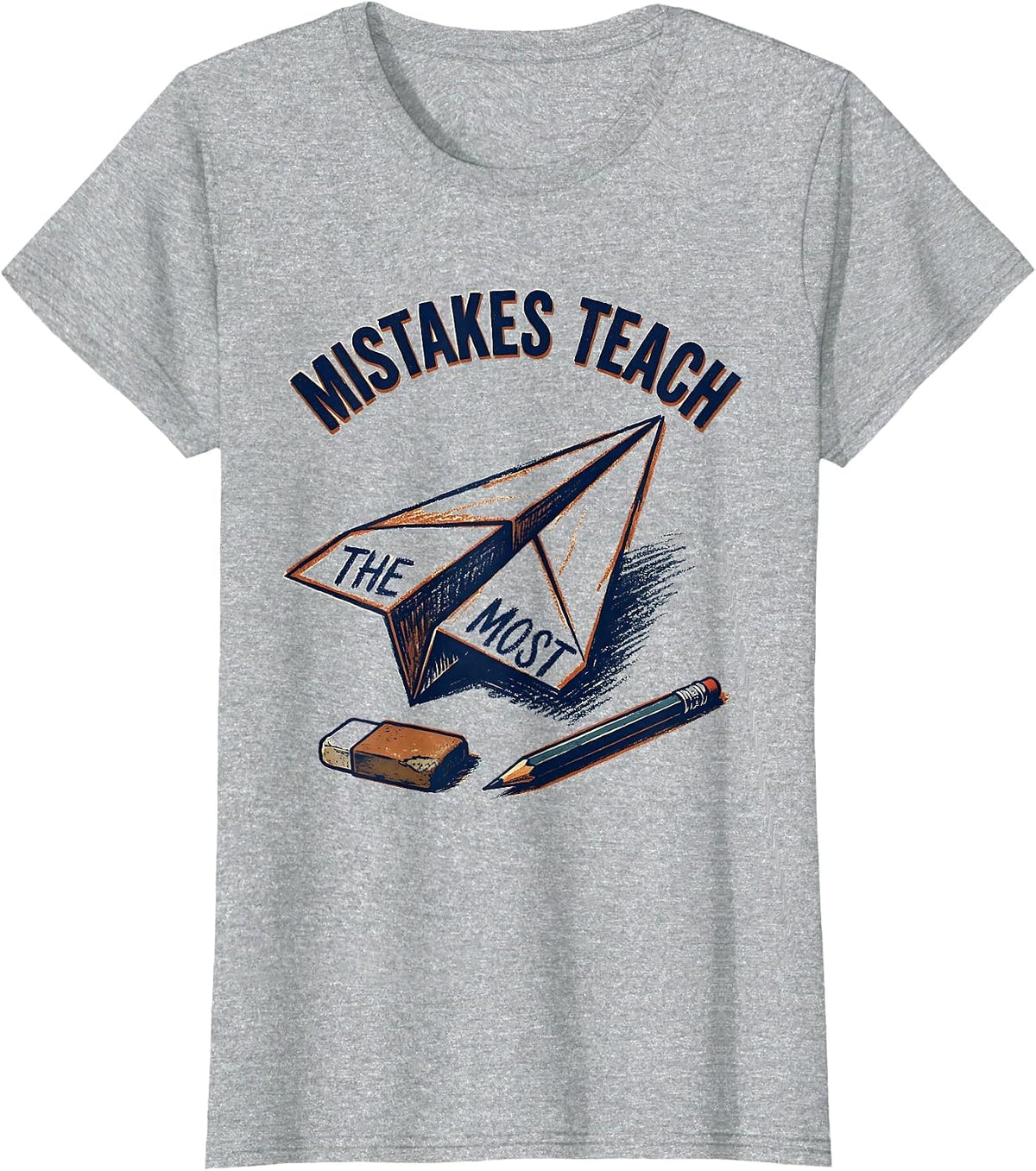 Women's Mistakes Teach The Most Growth Mindset Teacher Motivational T-Shirt - Heather Grey