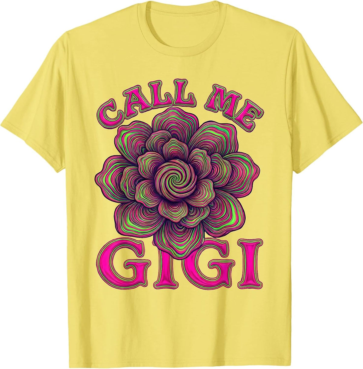 Men's Call Me Gigi Grandma Pride Design T-Shirt - Lemon Yellow