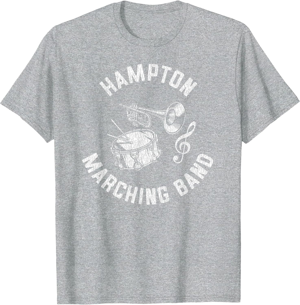 Hampton Marching Band Vintage Classic Music Distressed T-Shirt - Heather Grey