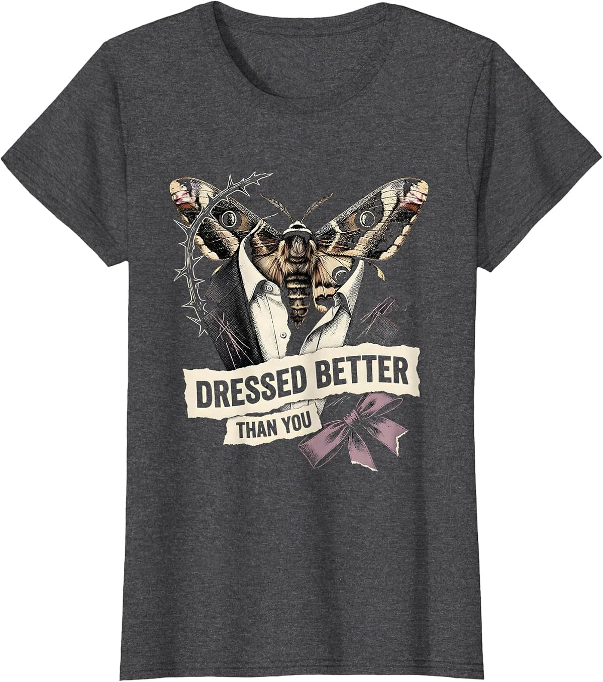 Women's Dressed Better Than You Tuxedo Graphic Design T-Shirt - Dark Heather Grey