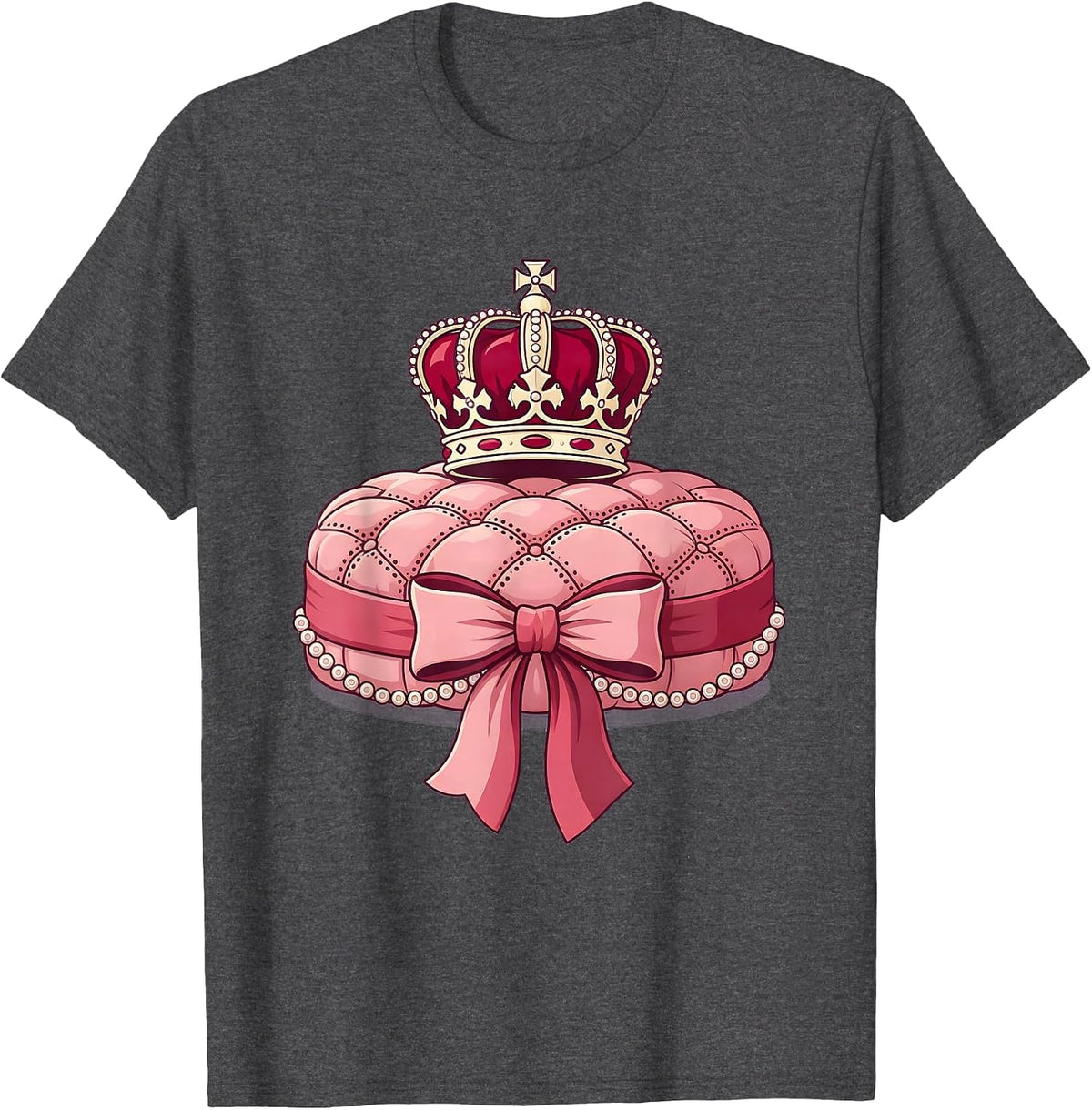 Gigi Crown on Velvet Cushion Illustration T-Shirt - Dark Heather Grey