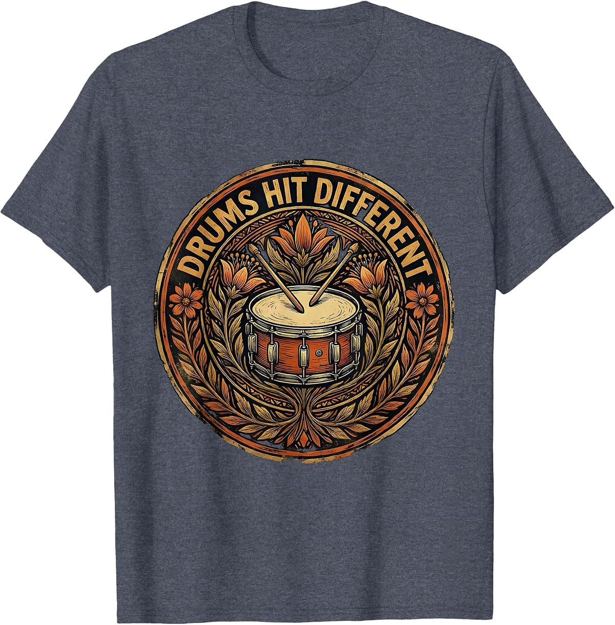 Drums Hit Different Drummer Music Design T-Shirt - Heather Blue