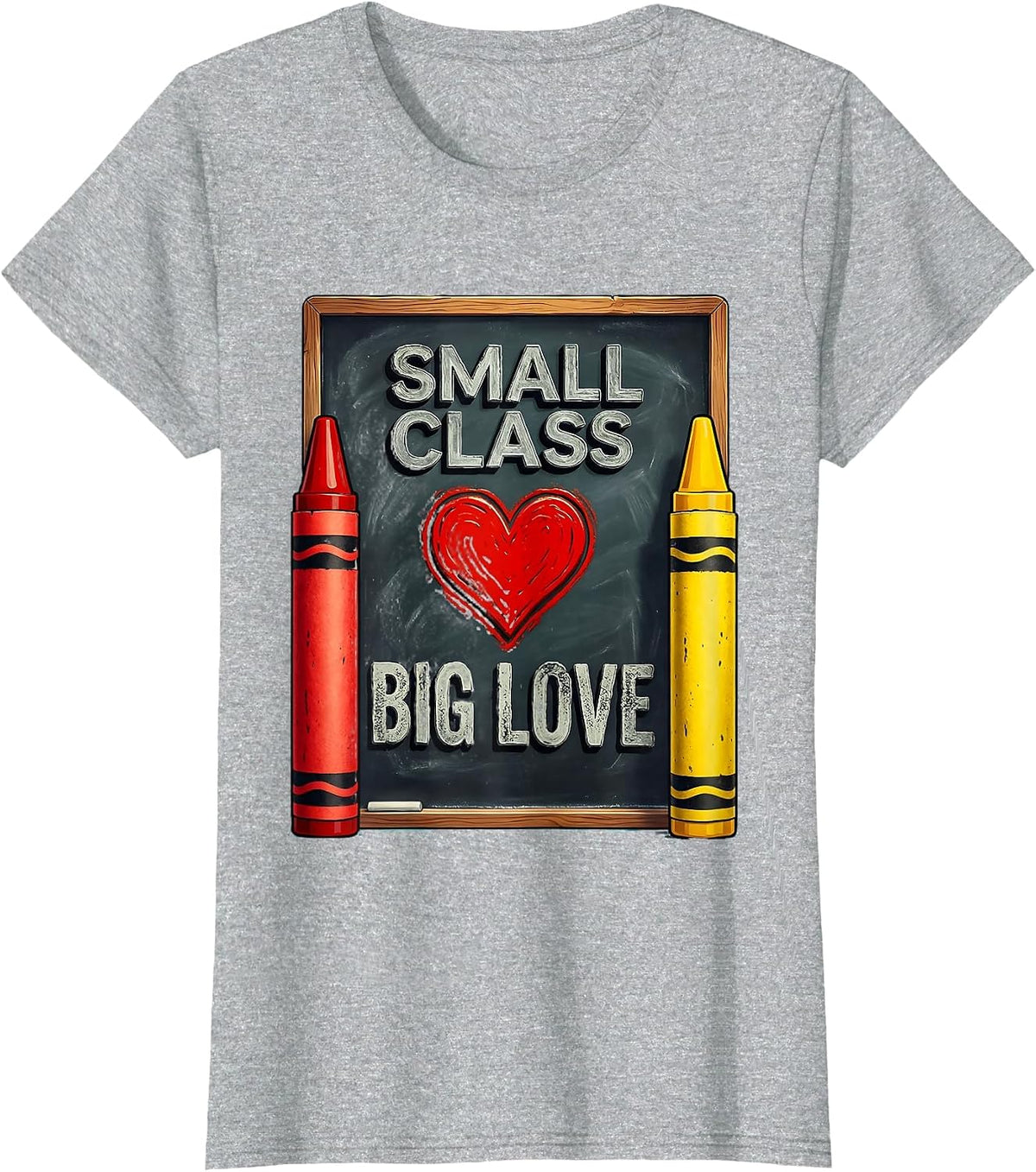 Small Class Big Love Preschool Teacher Design T-Shirt - Heather Grey