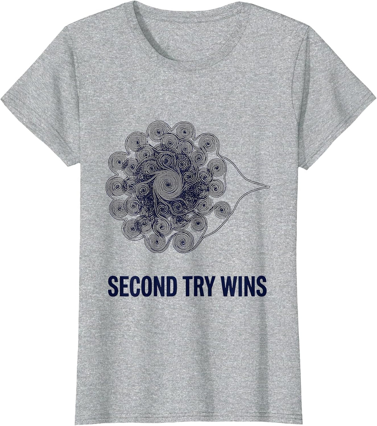 Women's Second Try Wins Growth Mindset Teacher Motivational T-Shirt - Heather Grey