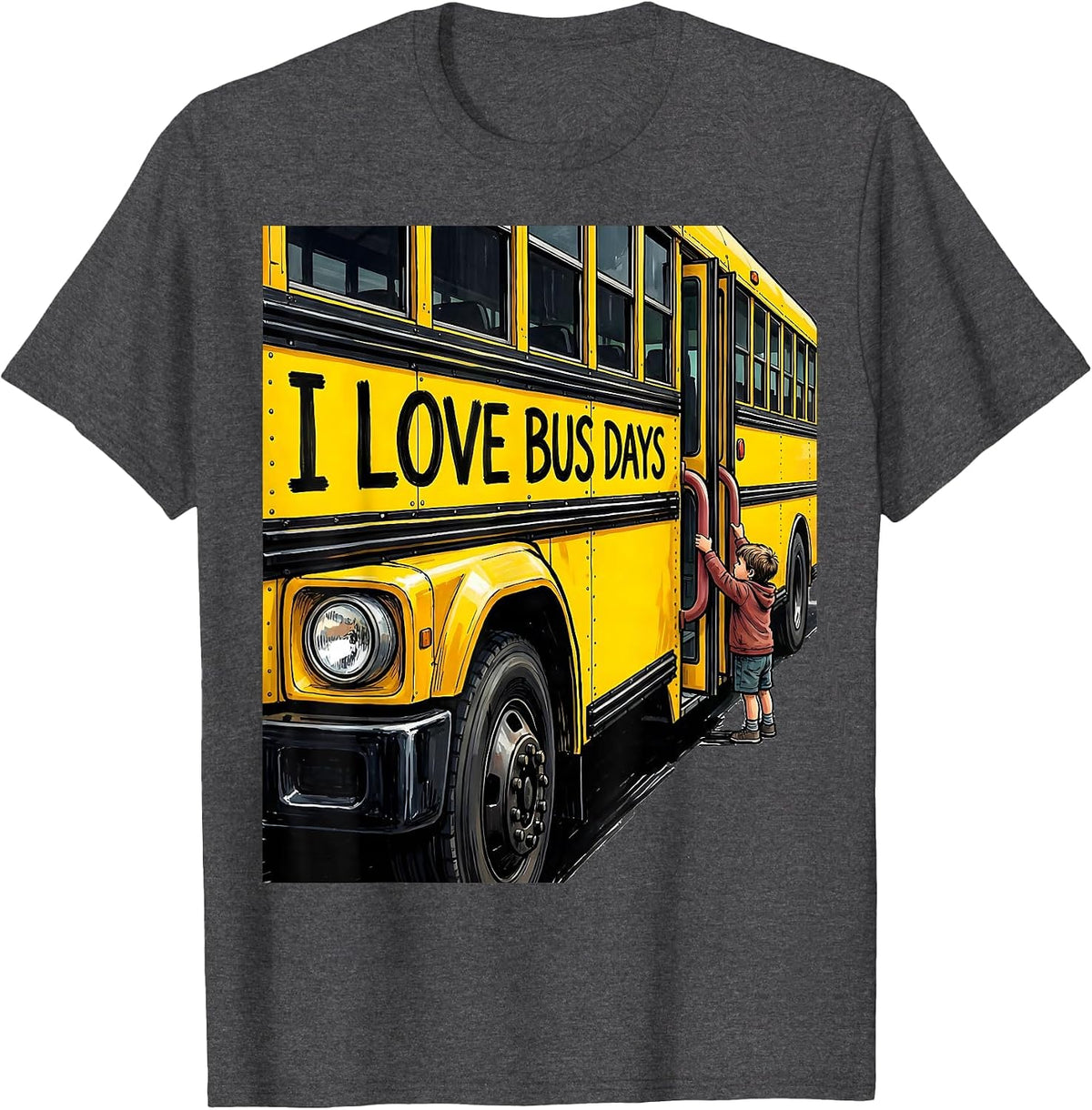 Men's I Love Bus Days Funny School Bus Driver Appreciation Gift T-Shirt - Dark Heather Grey