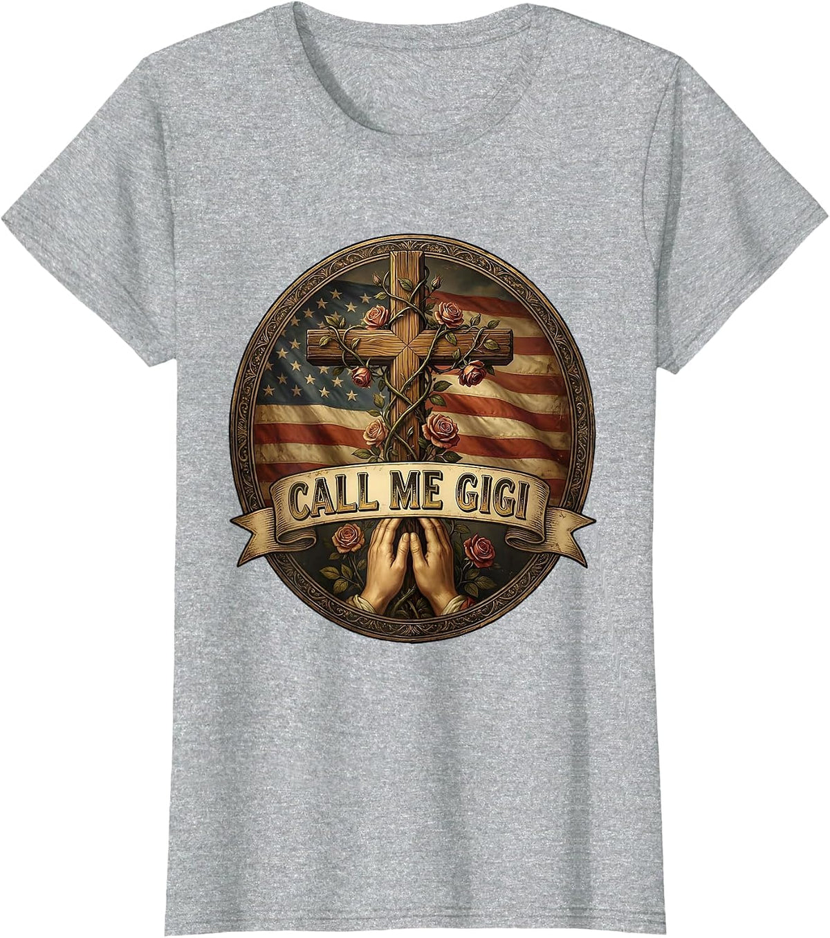 Women's Call Me Gigi Grandma Name Design T-Shirt - Heather Grey