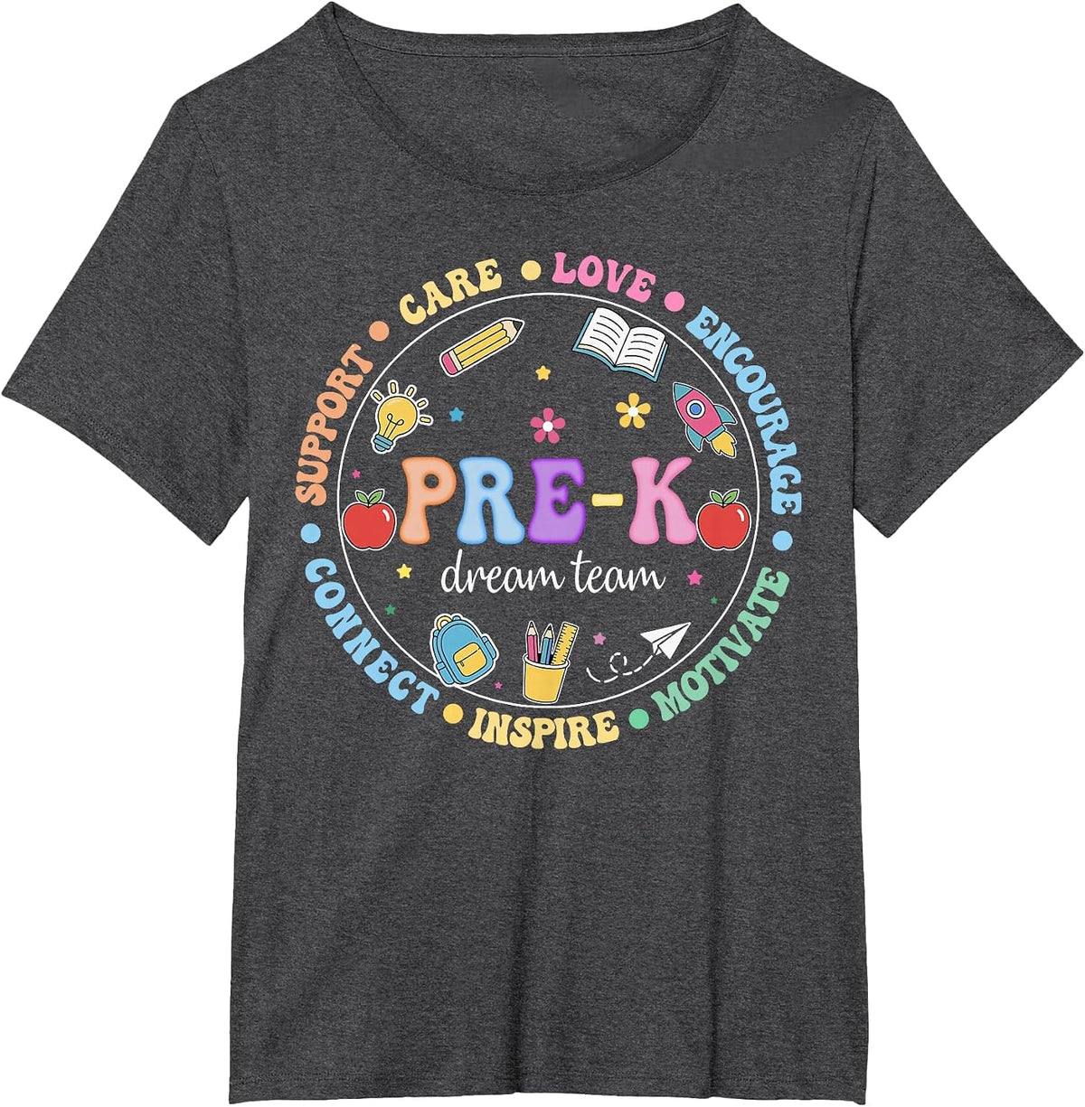 Dream Team Preschool Back to School Pre-K Teacher Kids T-Shirt - Dark Heather Grey