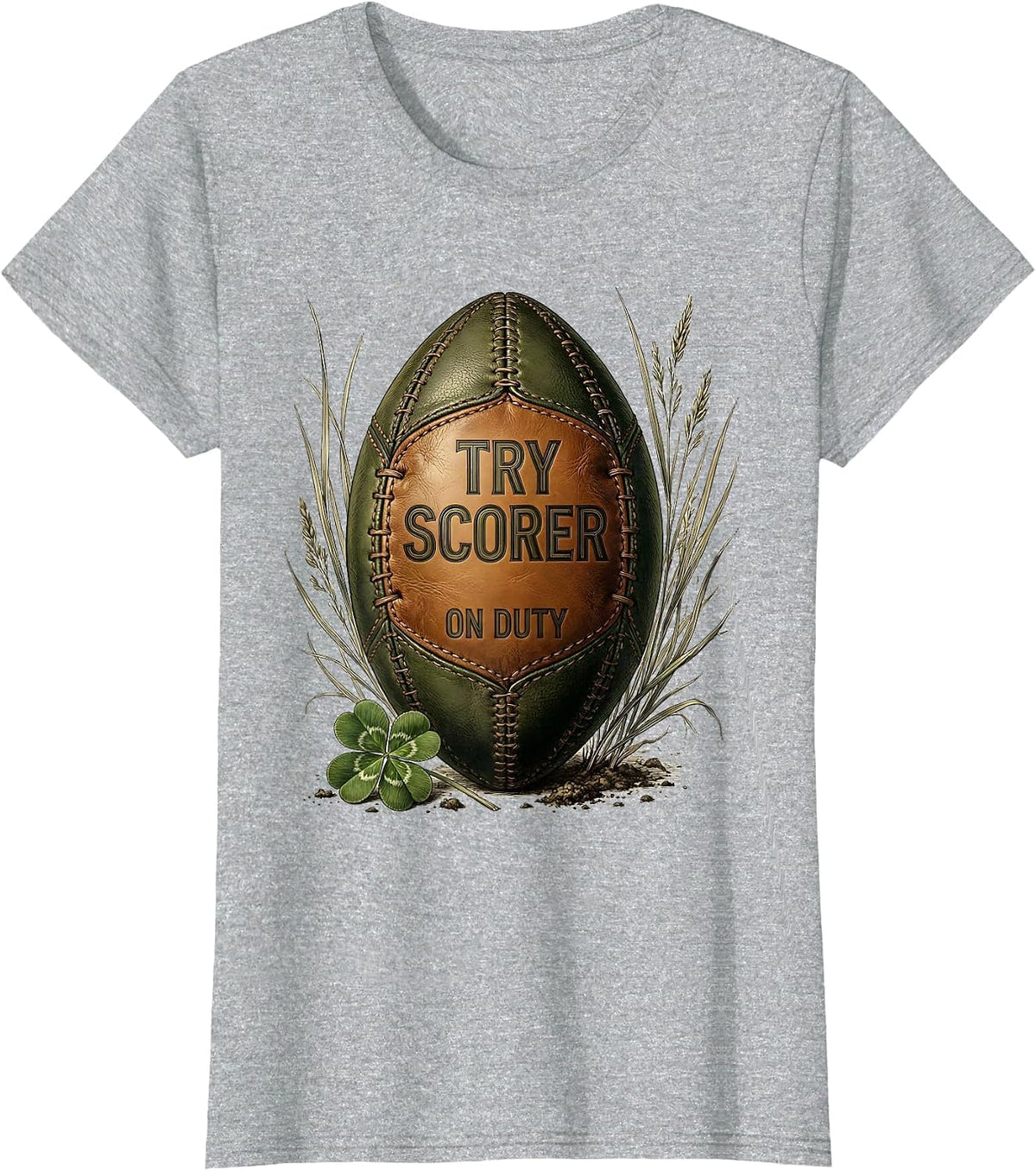 Try Scorer On Duty Rugby Graphic Design T-Shirt - Heather Grey