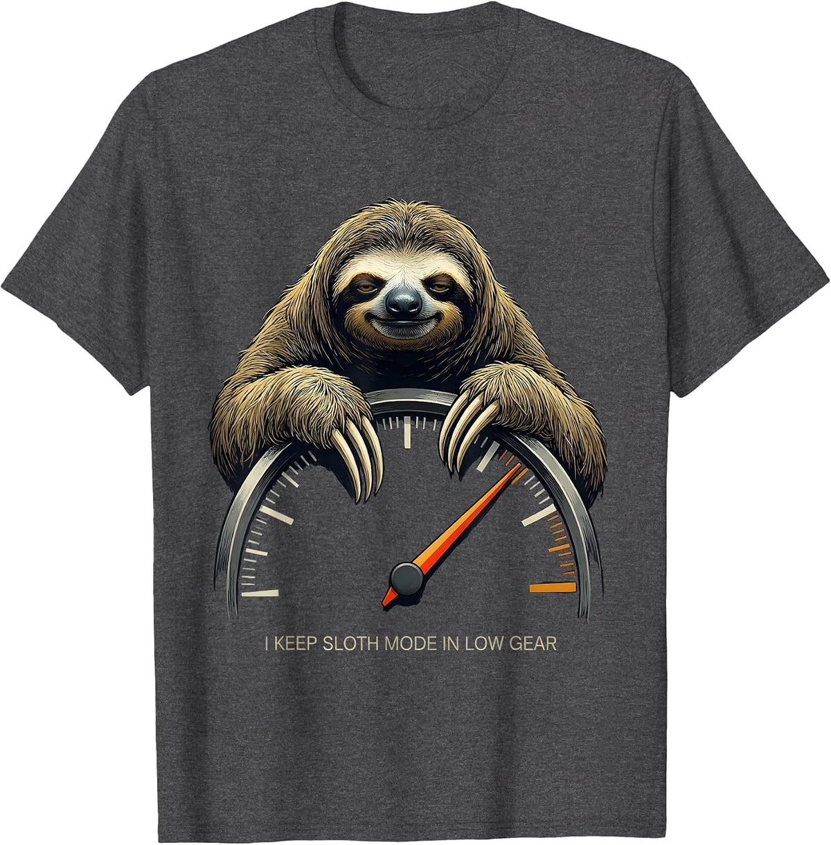 Men's I Keep Sloth Mode In Low Gear Funny Sloth Lover Humor T-Shirt - Dark Heather Grey