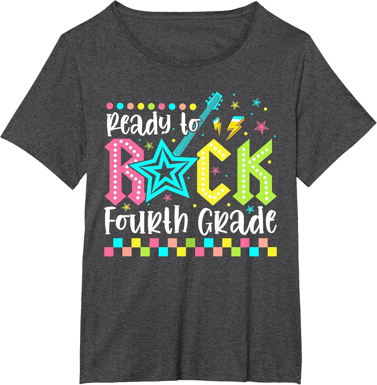 4th Grade for Girls Back to School First Day Fourth Grade T-Shirt - Dark Heather Grey