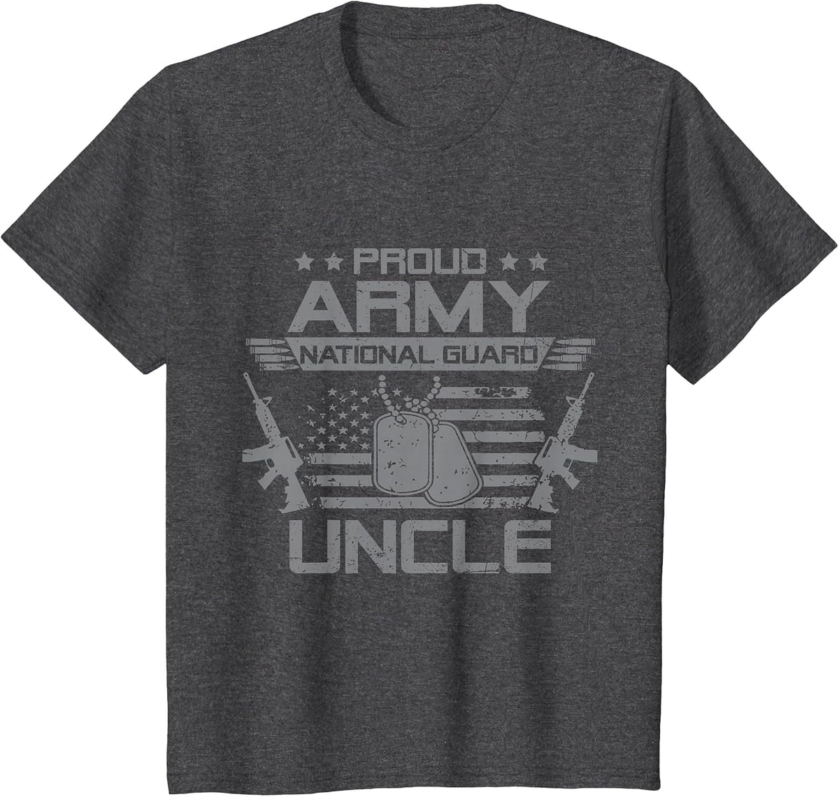 Proud Army National Guard Uncle Flag USA Military Veteran T-Shirt - Dark Heather Grey