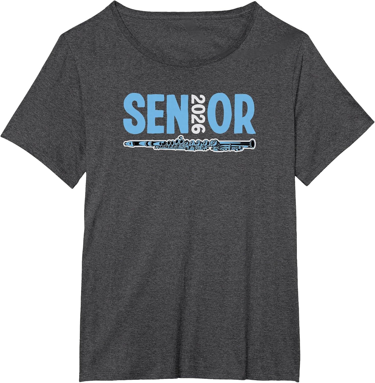 2026 Senior Flute Player Band Class Marching Band Graduate T-Shirt - Dark Heather Grey