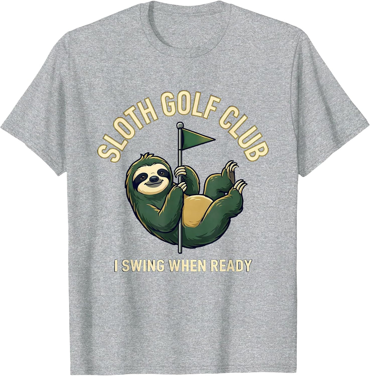 Men's SLOTH GOLF CLUB I SWING WHEN READY Funny Sloth Lover Golf T-Shirt - Heather Grey