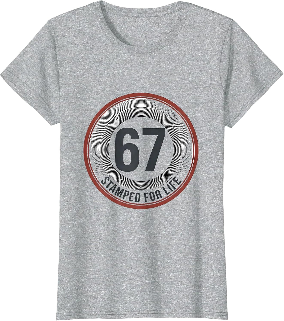 Six Seven Stamped For Life Funny Gen Alpha Slang Meme T-Shirt - Heather Grey