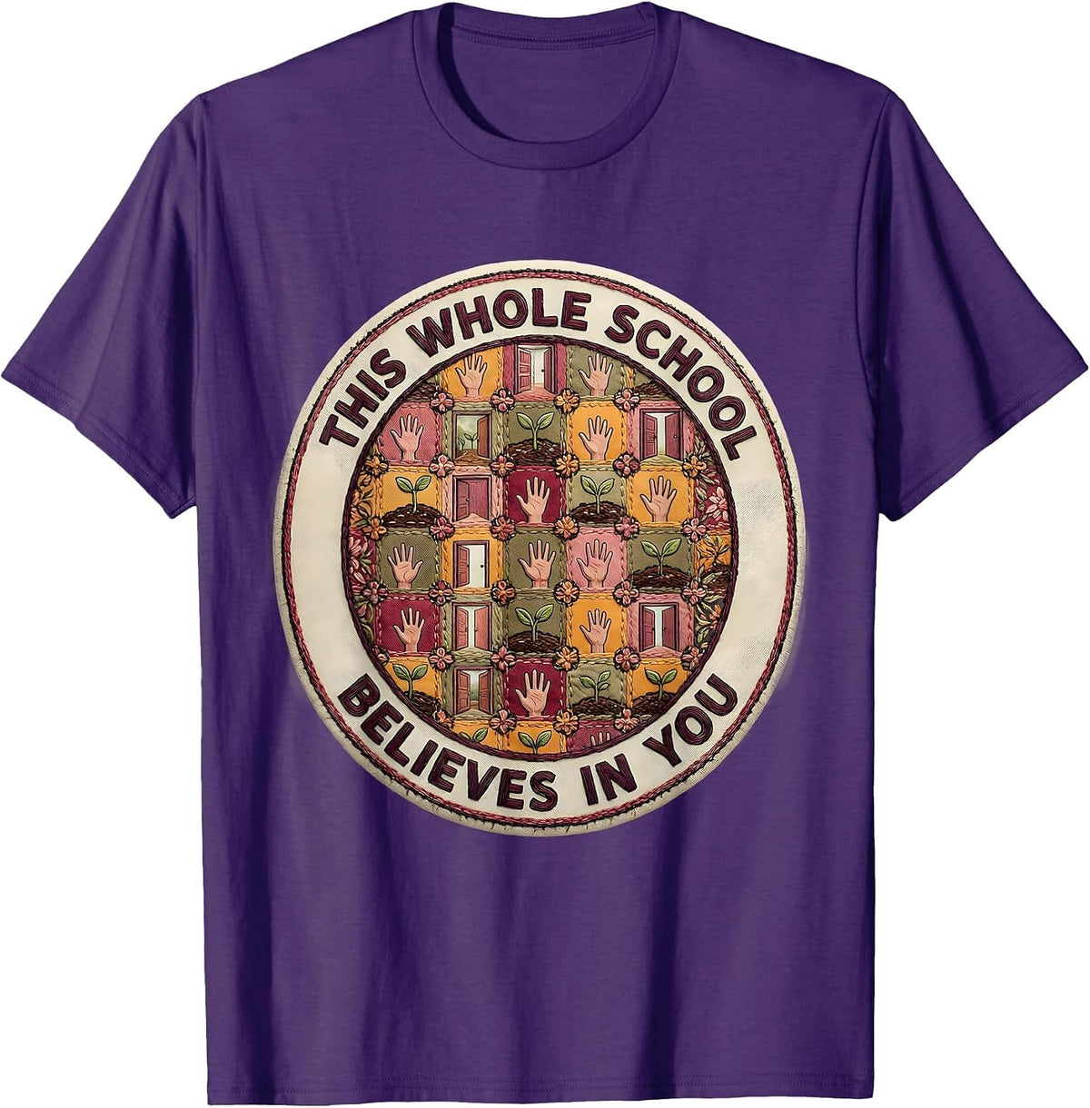This Whole School Believes In You Motivational Teacher T-Shirt - Purple