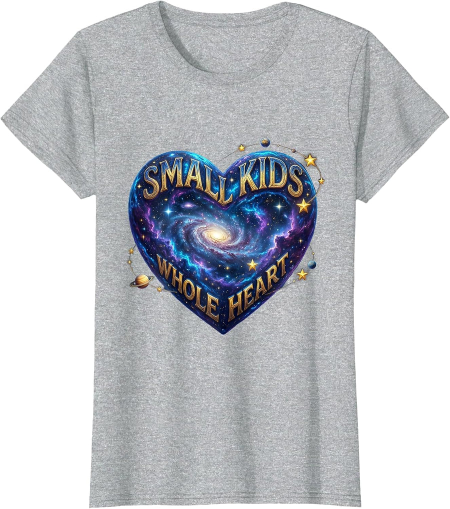 Small Kids Whole Heart Daycare Teacher Design T-Shirt - Heather Grey