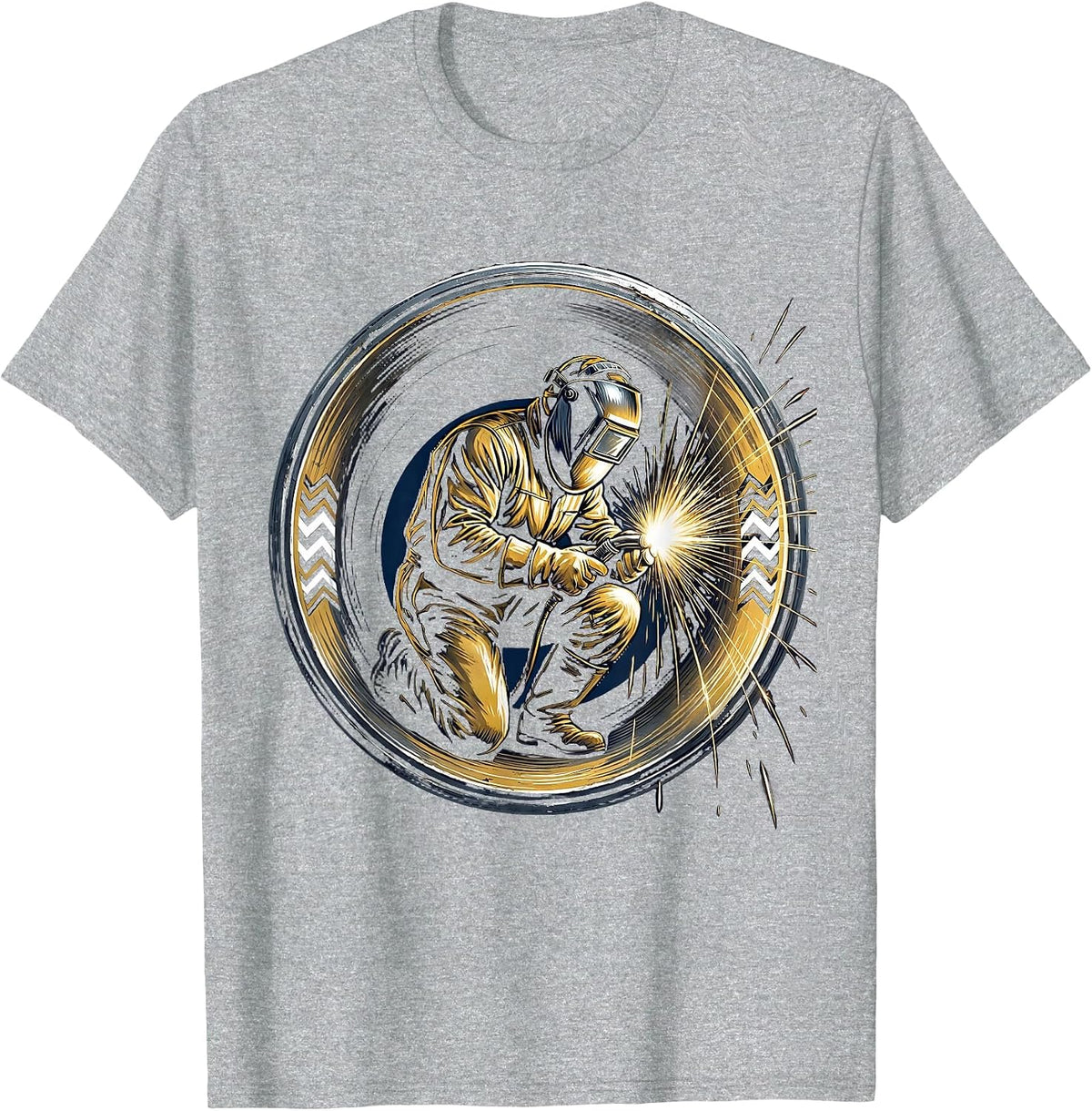 Men's Welder Inside Steel Pipe Graphic Tee T-Shirt - Heather Grey