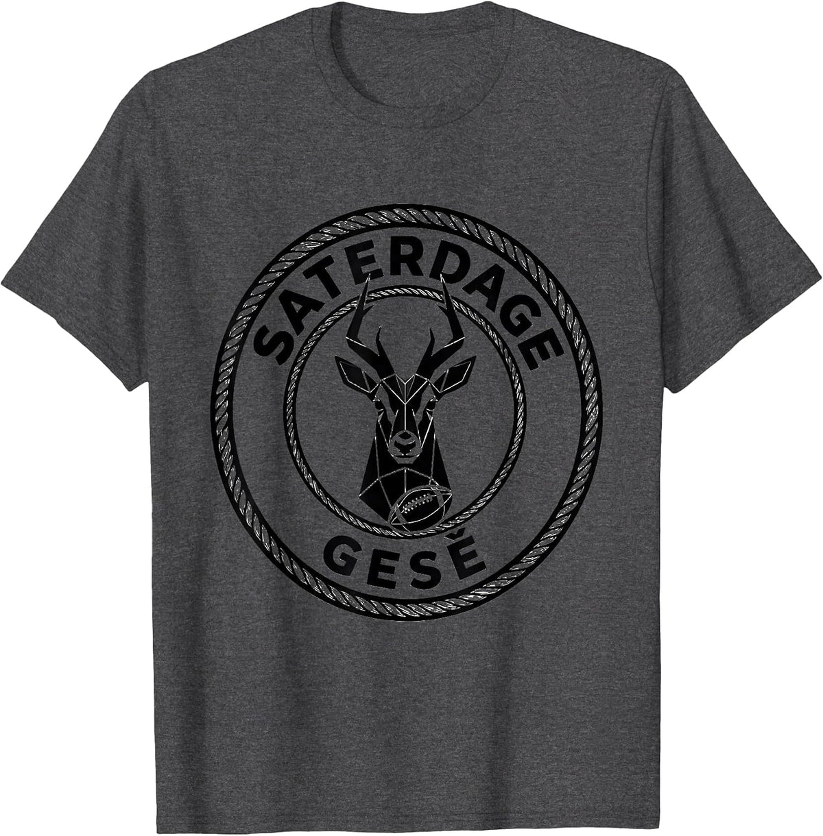Saterdage Gesê Retro South African Rugby Bokke Fan Pride T-Shirt - Dark Heather Grey