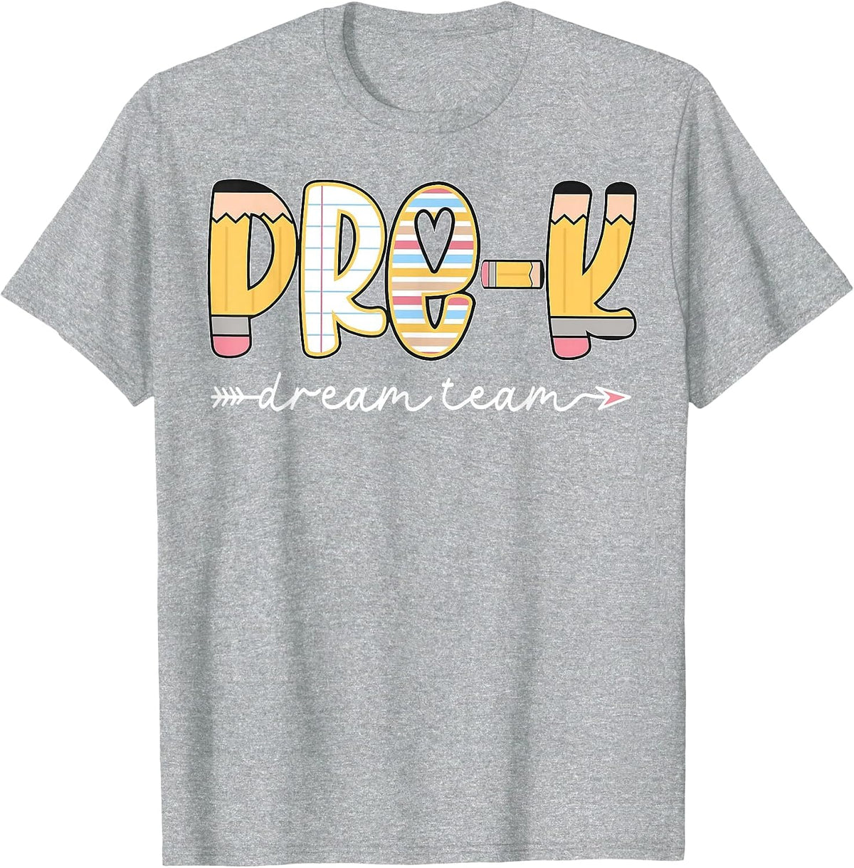 Pre-K Dream Team Back to School Preschool Teacher Kids T-Shirt - Heather Grey