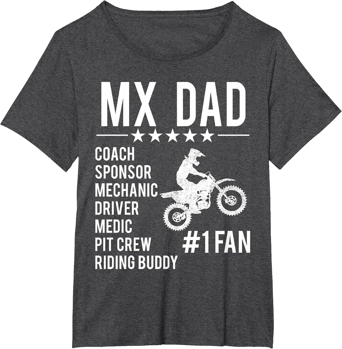 Funny Motocross MX Dad #1 Fan Dirt Bike Coach Sponsor Braaap T-Shirt - Dark Heather Grey