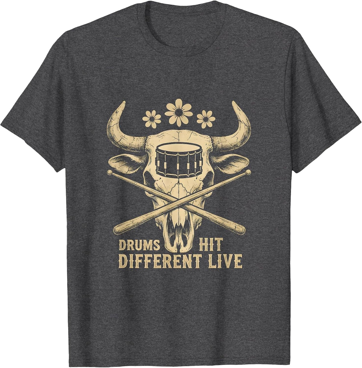 Drums Hit Different Live Music Drummer Design T-Shirt - Dark Heather Grey
