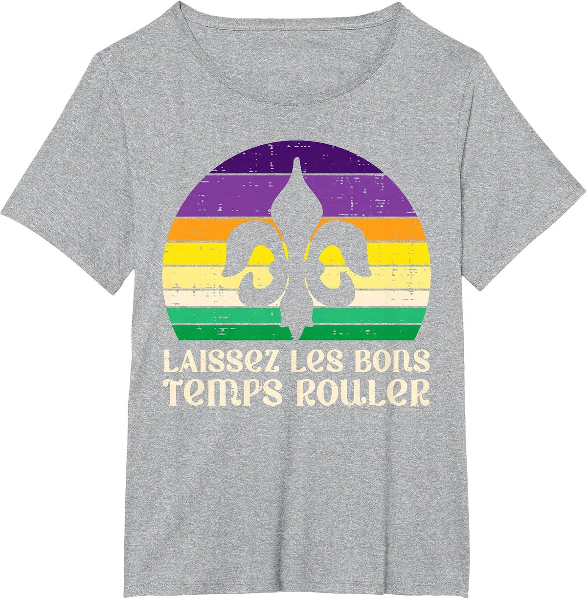 Laissez Les Bons Temps Rouler Fleur Lis Mardi Gras Women T-Shirt - Heather Grey